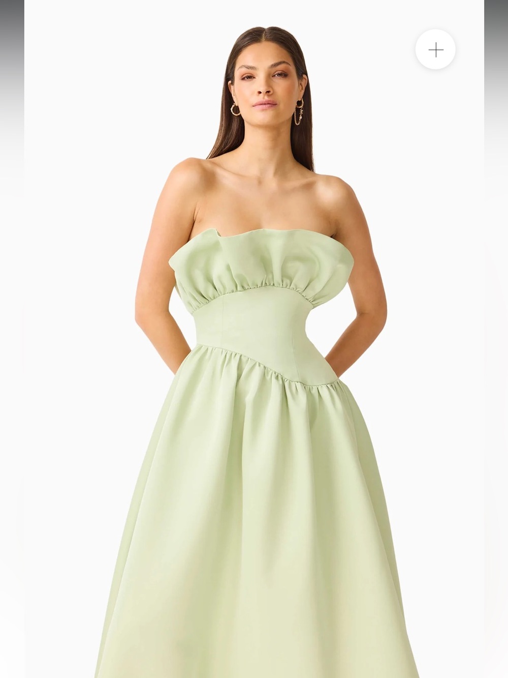 elliatt laurel green satin ruffle bust boned strapless maxi gown dress XL NEW - Picture 7 of 15